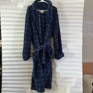 Tommy Bahama Men's Blue Plaid Fleece Robe Size XL